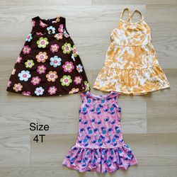 Bundle Of 3 Children’s Summer Dresses, Size 4T, Kids Clothes 