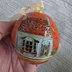 🌟 Kitty Keller Designs Cloisonné Ornament – “Orange Chamber” – Handcrafted, Rare Collectible, With Original Box