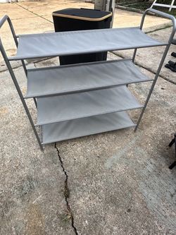 4-Tier Gray Fabric Shoe Rack