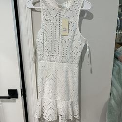 White Floral Lace  Looking Dress 