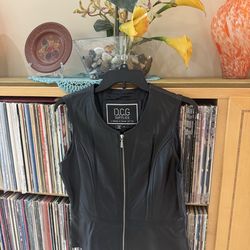 PRICE DROP: VTG late 80s/90s, Lined FITTED BLK CALFSKIN LEATHER Zip-Front Vest,M