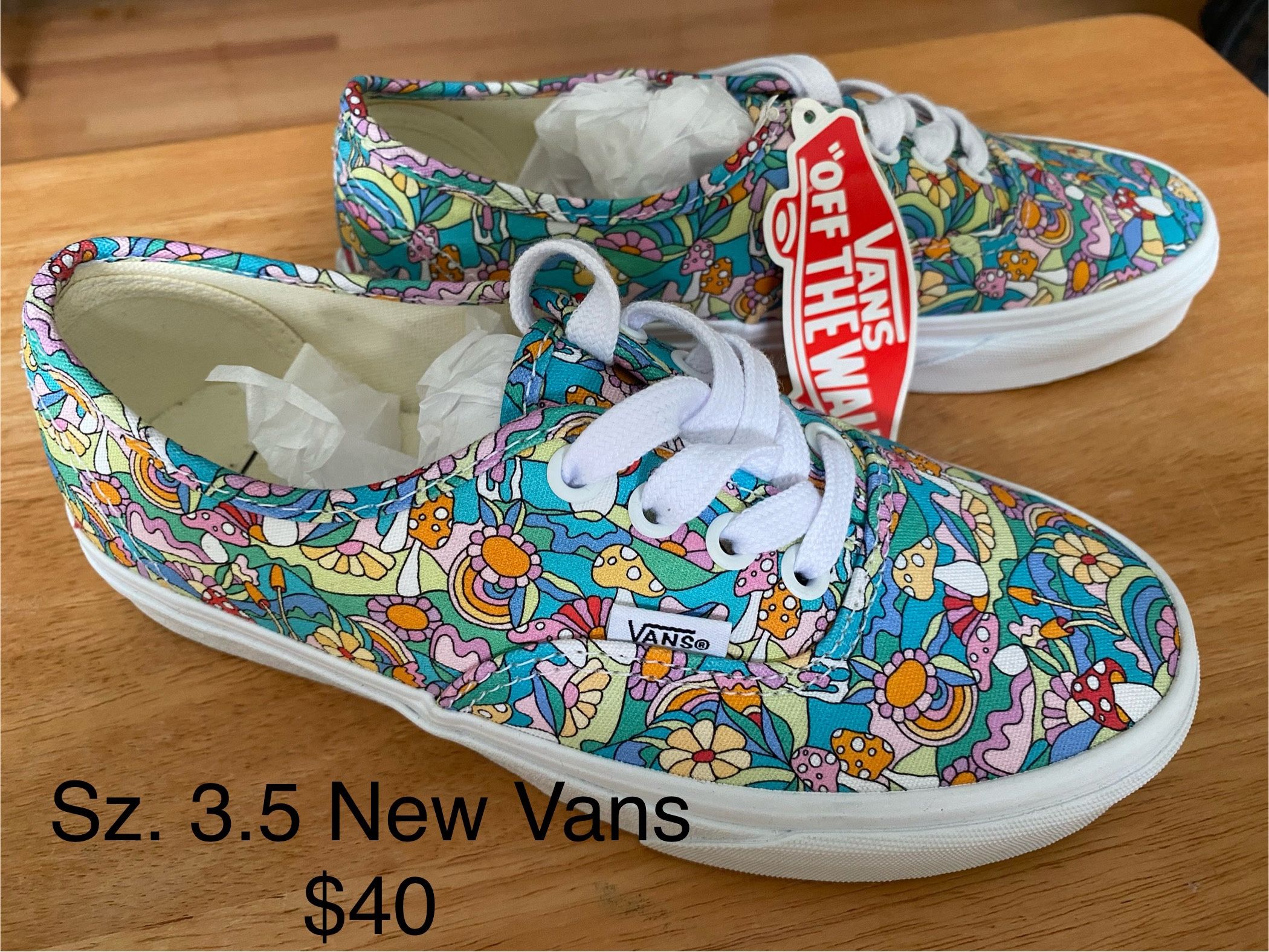 New Vans! Mushroom/ Floral Sz. 4. $40