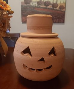 Vintage Hewell's Pottery Halloween Jack-O-Lantern Pumpkin