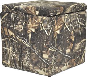 Real Tree Microsuede Soft Upholstered Storage Ottoman, Camo