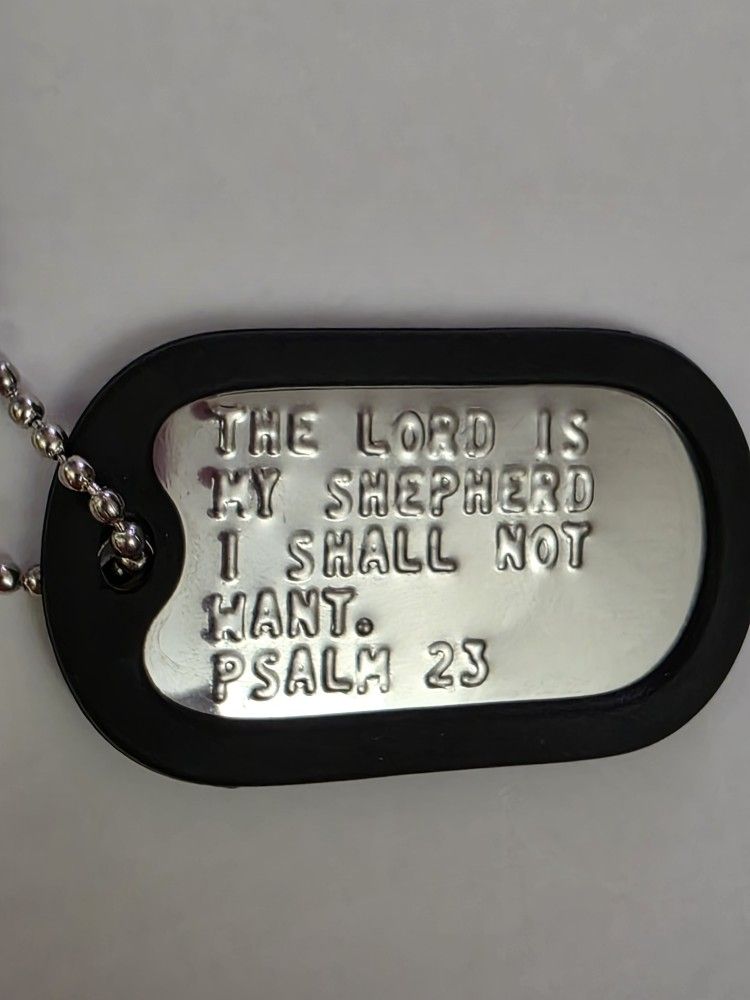 THE LORD IS MY SHEPHERD PSALM 23 EMBOSSED MILITARY DOG TAG PENDANT