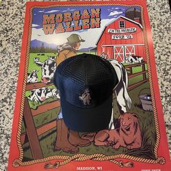 Morgan Wallen Black Mesh Snapback Hat Norris Bear Tour Sold Out Tour Exclusive!