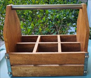 Cynthia Rowley Wood 6-Pack Caddy with Bottle Opener