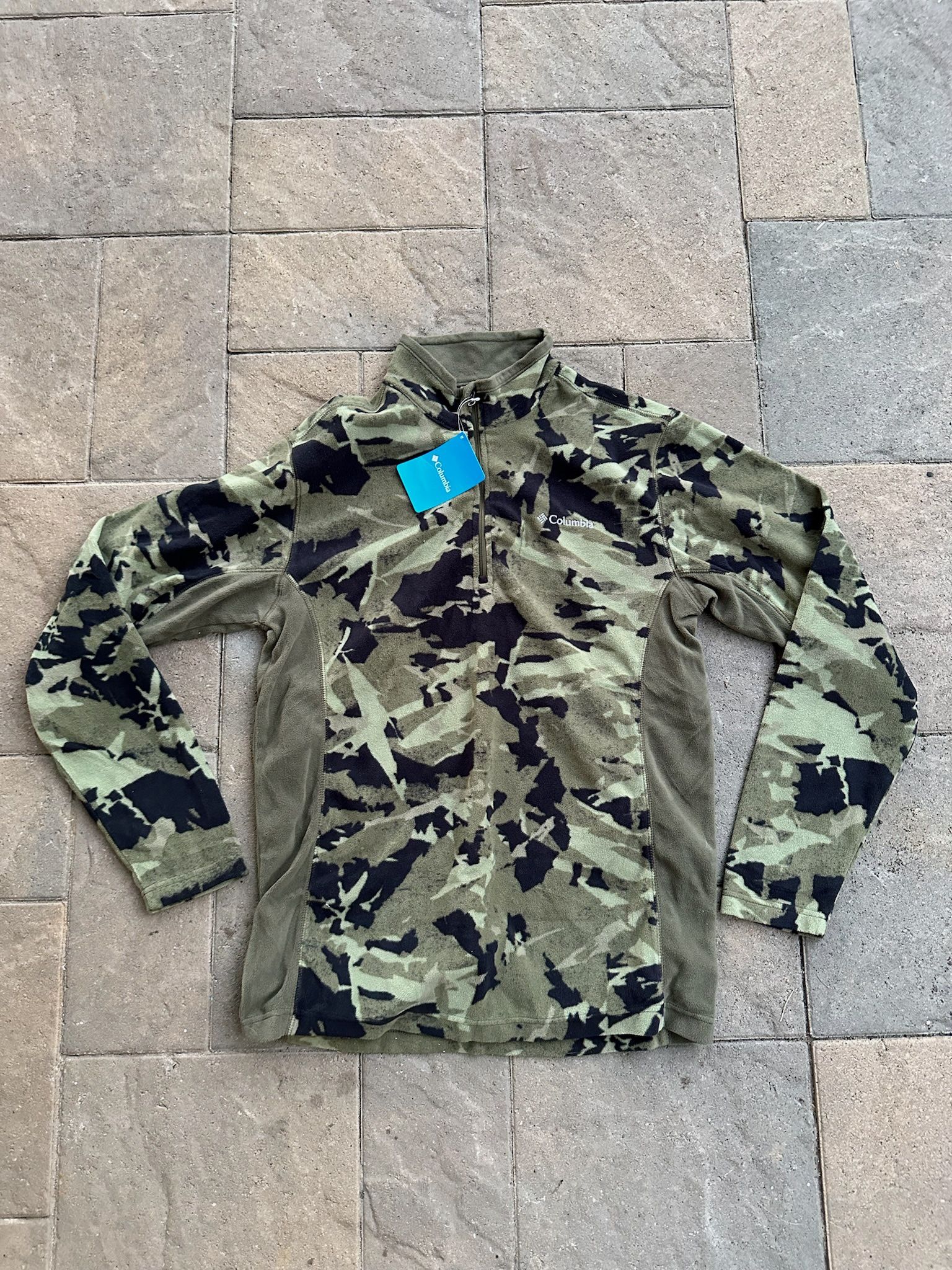 New Columbia Sportswear 1/4 Fleece Jacket Mens Size Small Camo Warm Ski Snowboard