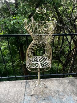 Large Vintage Wrought Iron Metal Wire Woman Dress Form Mannequin