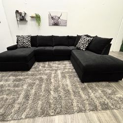 Black Sectional Couch - Free Delivery 