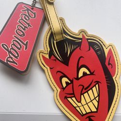 NWT Flapjack Devil Retro Red Yellow Devil Travel Large Vibrant Luggage Tag  