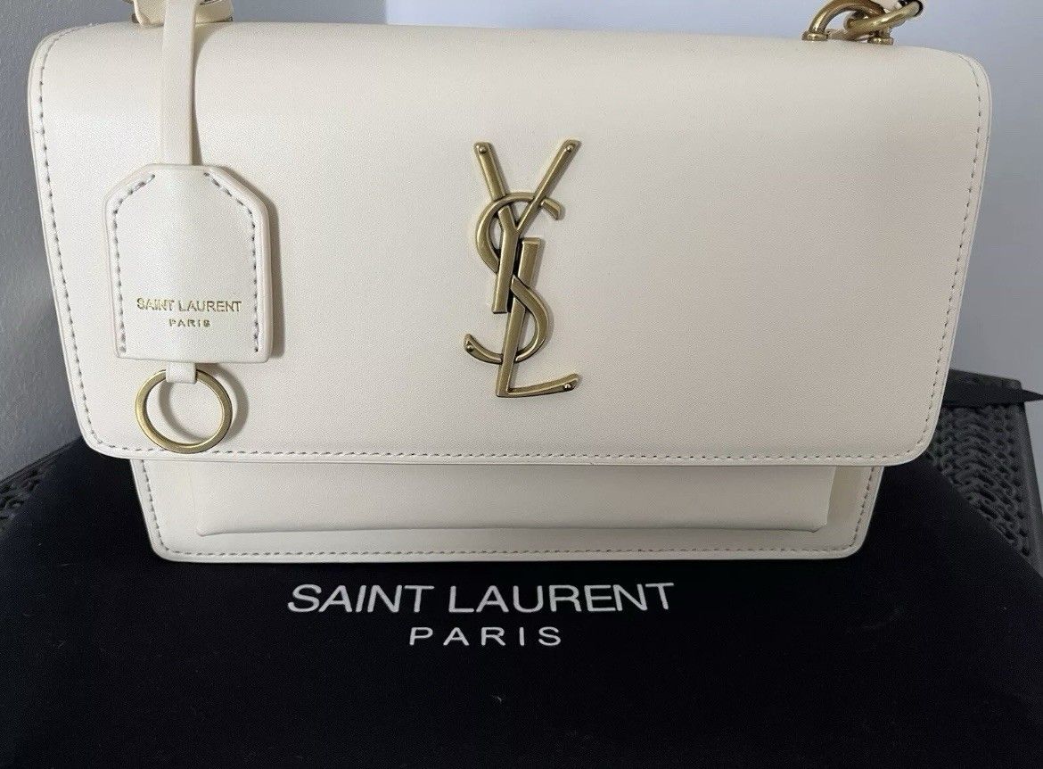 YSL Yves Saint Laurent Ivory Leather Shoulder Bag