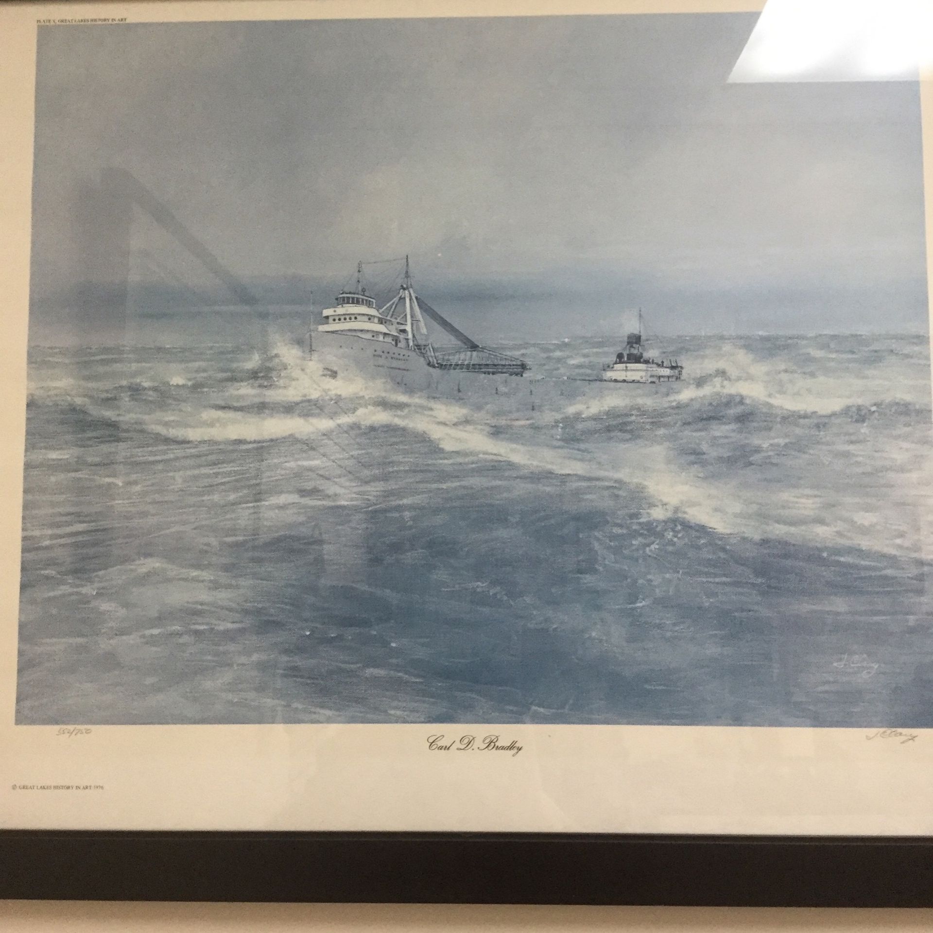 Vintage Print by John Cleary 552/750 Carl D Bradley From the Great Lakes History Art of 1976