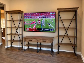 Industrial Wood and Metal Bookshelf Set