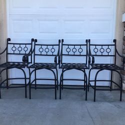 Set of 4 Black Wrought Iron Patio Chairs