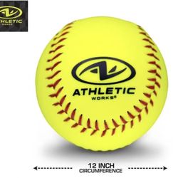 Athletic Works 12-inch Fastpitch Softball Bucket – 1 Dozen Leather Softballs in a Bucket and 11-inch
