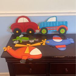 Wall Decor Transport Theme- Hand Painted 