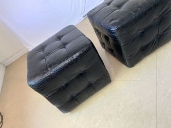Leather Cube Seat Ottoman