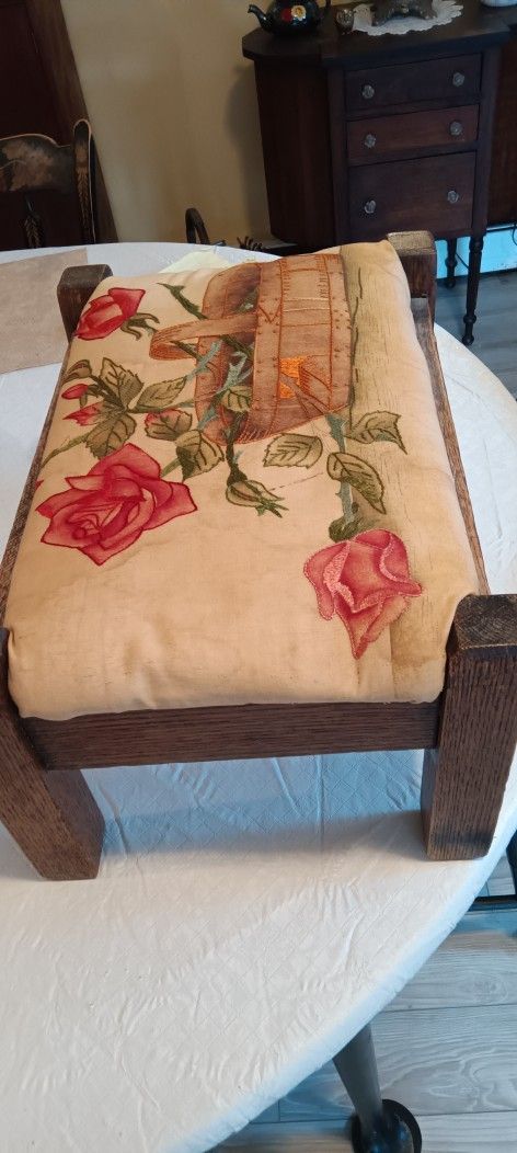 Antique Embroidered Footstool