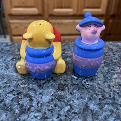 Disney Winnie the Pooh And Piglet Pair Of Salt & Pepper Shakers.  Brand New 
