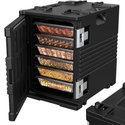 CAMMOO 95Qt Non-Electrical Food Warmer with Wheels, 304 Stainless Steel Latch, Catering Food Warmers for Parties LLDPE Insulated Food Carrier for 6 Fu