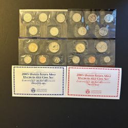 Coins – Uncirculated 2003 Mini Set in Original Mint Packaging - 10 Philadelphia Coins and  10 Denver Coins – Total 20 Coins for $12