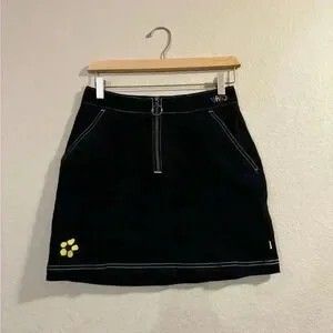 Black denim skirt