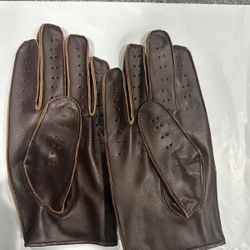 New Brown Leather Driving Gloves 