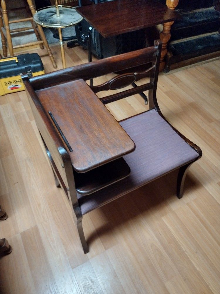 1940's Oak Telephone Gossip Bench