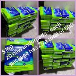 20 brandnew under pads  Each package has 25 a total of 500$100