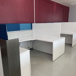 3 Professional Office Desk And Divider Like New 