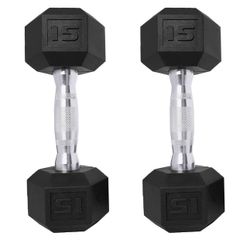 2  Pc —-15 Lbs Dumbbells – Hand Weights With Anti-Slip 