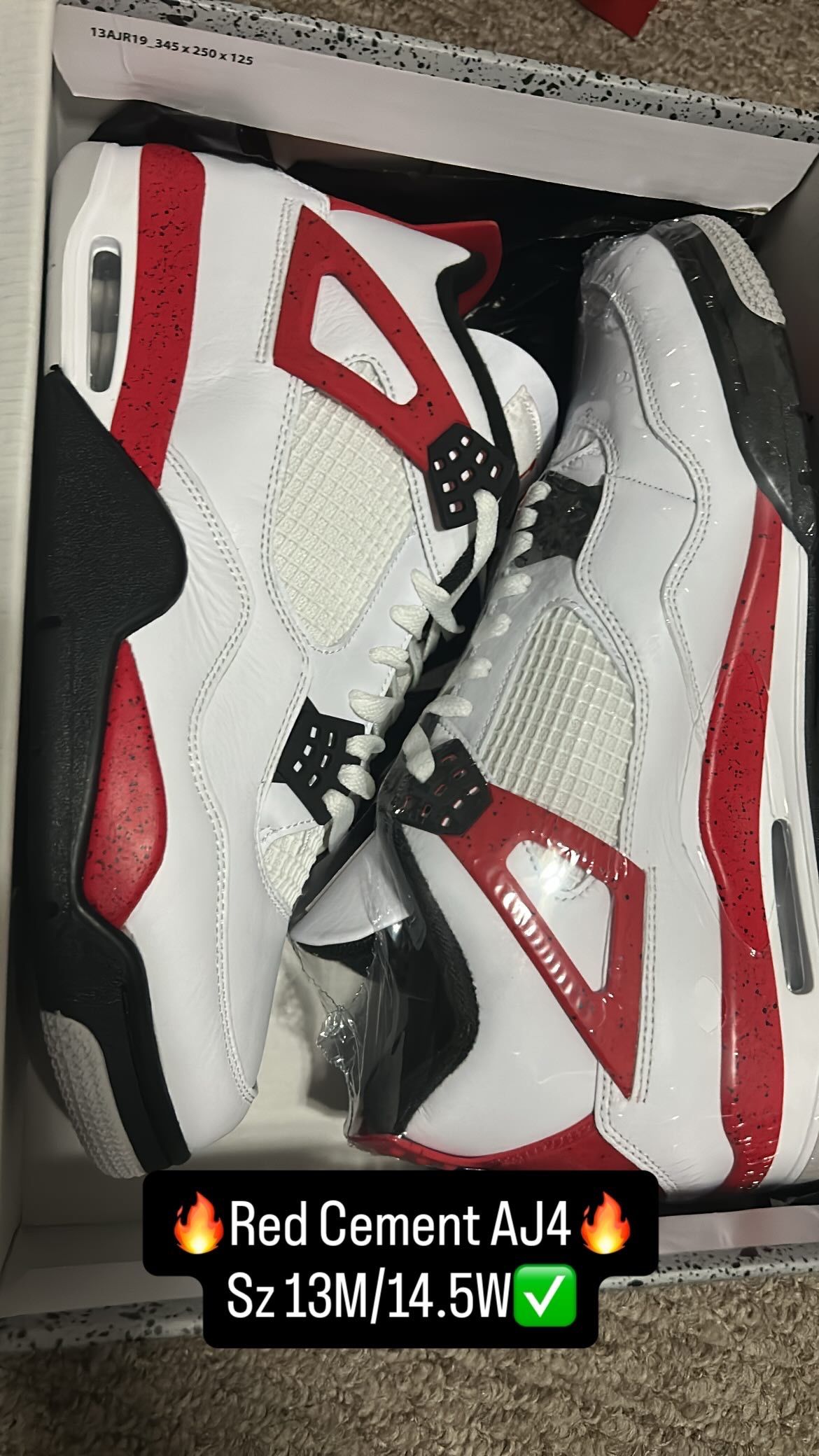 Jordan 4 Red Cement Sz 13M