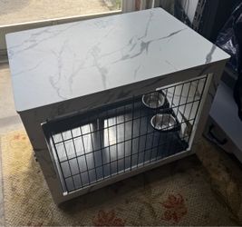 Furniture-Style Dog Crate with Marble looking Top