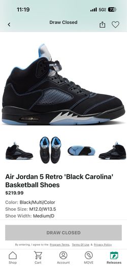 Jordan 5 black unc