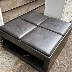 Ottoman Leather Bench Coffee Table Foot Rest