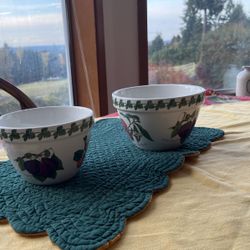 Set of two Portmeirion Pomona Flower Pot shaped  bowls