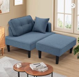 Modern Lounge chair/small sofa with pillows and foot rest