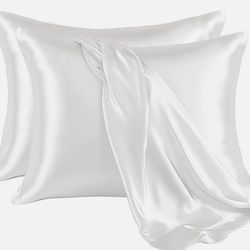 2 Pack Luxurious and Silky Aqua Satin Standard Pillow Cases with Envelope Closure- New 