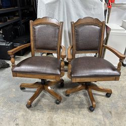 Set Of Two Wooden Chairs 