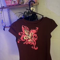 brown and pink y2k shirt