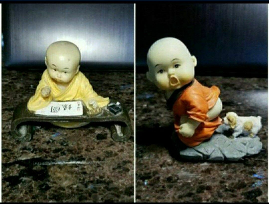 2x Vintage Monk Boy Figurines