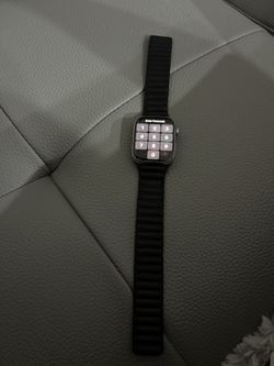 Apple Watch 7 Stainless Steel Midnight Leather Band