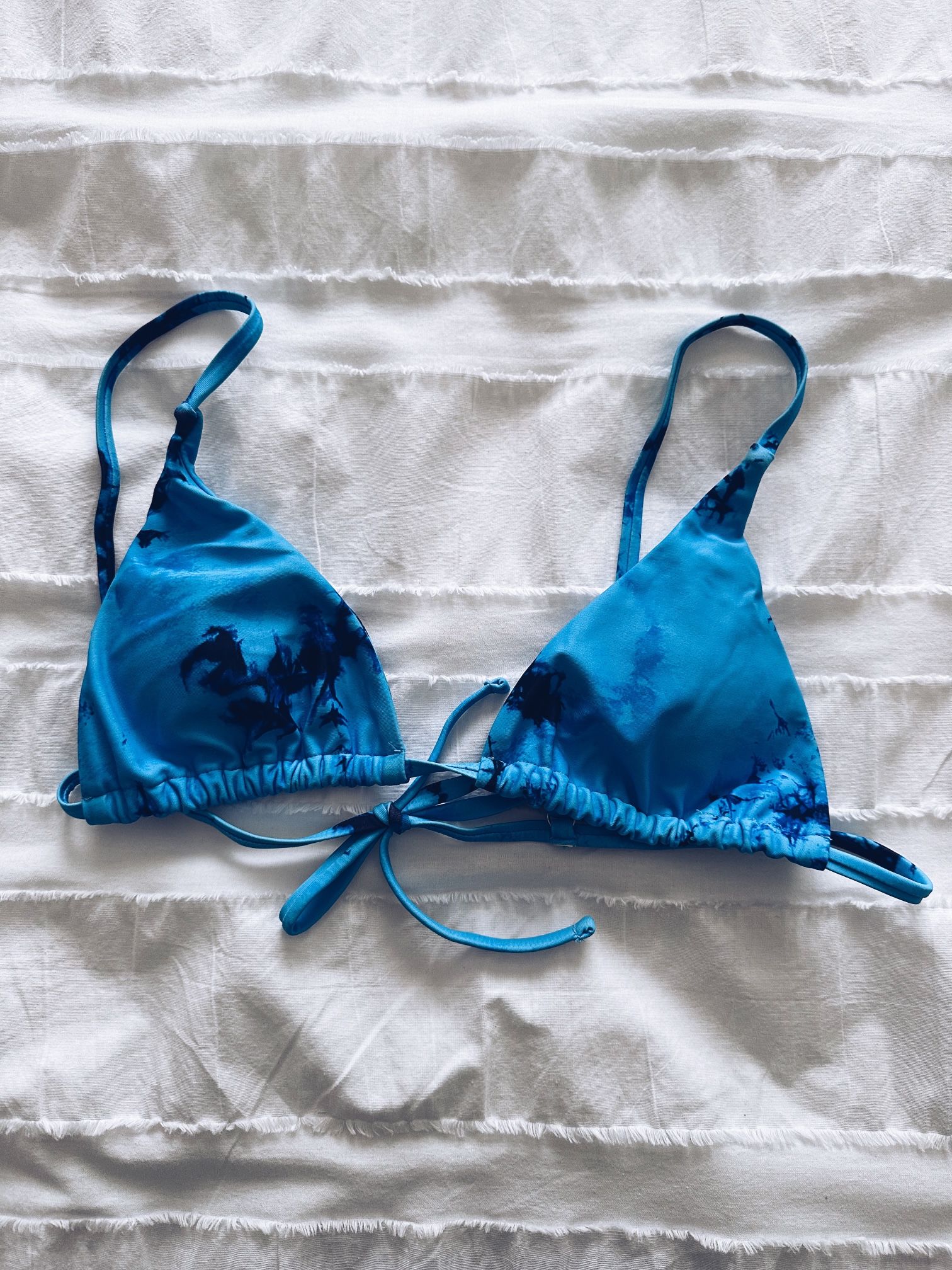 Zaful Blue Tie Dye Bikini Top