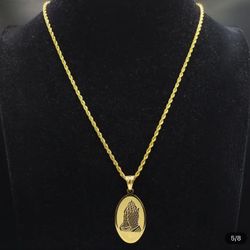 Praying Hands 18 k gold plated Stainless Steel Chain Necklace For Women Golden Hip Hop Necklaces 