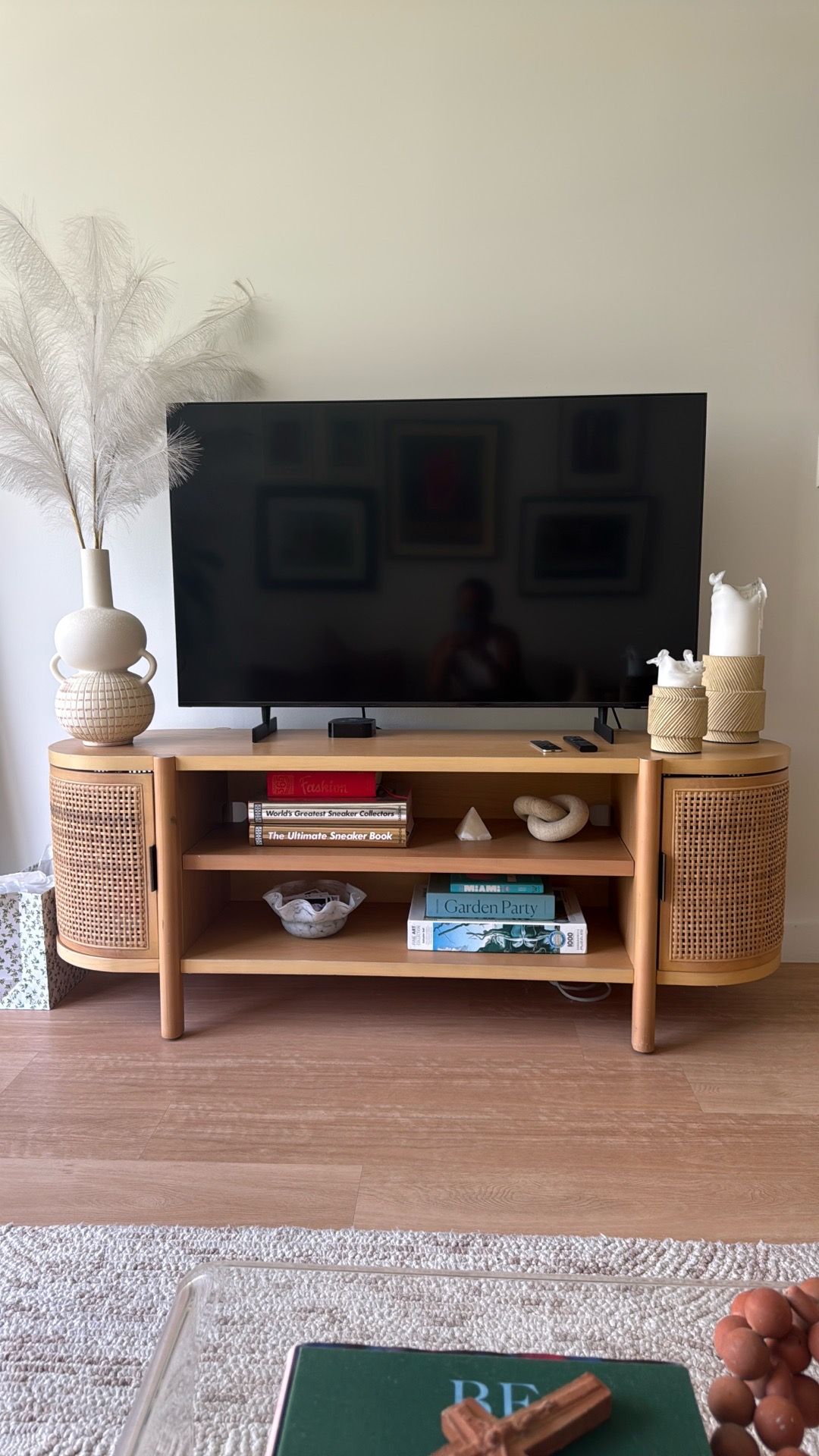 Target Rattan Style TV Console – Great Condition – $200
