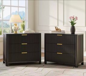 New assembled 31.5-Inch Fluted Night Stand with 3 Drawers (Set of 2)
Oversized Nightstand, Extra Large Bedside Table for Bedroom Living Room, Modern S