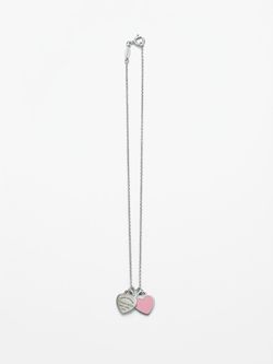 Tiffany & Co. Return to Tiffany Sterling Silver & Pink Enamel Double Heart Necklace