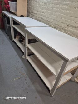DlandHome 63 inches X-Large Computer Desk, Composite Wood Board School Desk, White and White Legs, 1 Pack $60