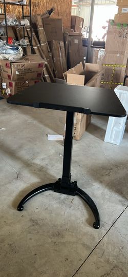 Foldable Mobile Standing Desk, Rolling Laptop Cart, Black, Height Adjustment, Easy to Fold, Portable Standing Desk on Wheels, Folding Desk for Compact